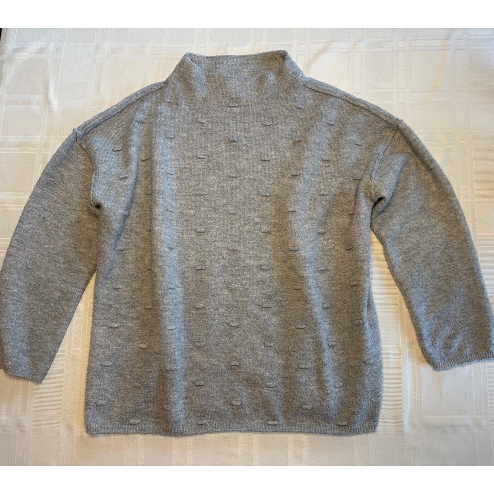Democracy Sweater Womens XL Grey B6226FVSWR Mock Neck Textured Knit Pullover